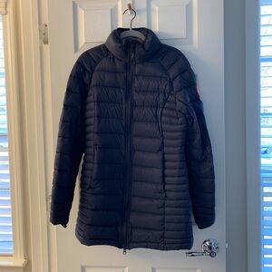 Canada Goose Women's Brookvale Hooded Down Puffer Coat Jacket in Navy Blue